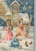 ANGEL CHRISTMAS Holidays Vintage Postcard CPSM #PAG983.A - Angels