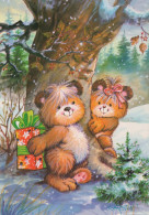 Feliz Año Navidad OSO DE PELUCHE Vintage Tarjeta Postal CPSM #PAU847.A - Neujahr