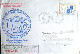 Pli Et Carte, EPF Missions Paul Emile Victor, Terre Adélie, Envoyé Par Hivernant, - Covers & Documents