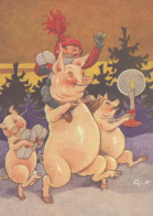 PIGS Tier Vintage Ansichtskarte Postkarte CPSM #PBR768.A - Schweine