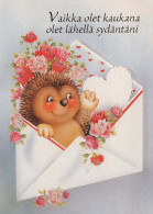 HEDGEHOG Animals Vintage Postcard CPSM #PBR234.A - Other & Unclassified