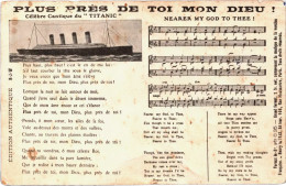Antique Rare TITANIC Ship Plus Music Notes Pres De Toi Mon Dieu! Postcard, Not Traveled. - Autres & Non Classés