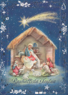 Vergine Maria Madonna Gesù Bambino Natale Religione Vintage Cartolina CPSM #PBP719.A - Virgen Mary & Madonnas