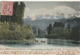 DE 16 -(38) ENVIRONS DE GRENOBLE -   LA CHAINE DES ALPES , VUE DES BORDS DE L ' ISERE - CARTE COLORISEE -  2 SCANS - Grenoble