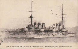 DE 3 - LE " VOLTAIRE " - DREADNOUGTH  1 ère ESCADRE  -  MARINE DE GUERRE - CORRESPONDANCE DEPART TOULON 1916 - 2 SCANS - Warships