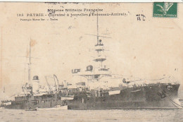 DE 3 - MARINE MILITAIRE FRANCAISE  - " PATRIE " , CUIRASSE A TOURELLES , VAISSEAU AMIRAL  -  2 SCANS - Warships
