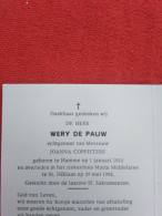 Doodsprentje Wery De Pauw / Hamme 1/1/1910 Sint Niklaas 29/5/1992 ( Joanna Coppieters ) - Religion & Esotericism