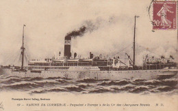 DE 3 - PAQUEBOT " EUROPE " DE LA Cie  DES CHARGEURS REUNIS -  MARINE DE COMMERCE - 2 SCANS - Koopvaardij