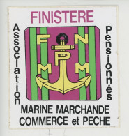 Finistère, Autocollant "Marine Marchande Commerce & Pêche" Ass Penssionés (8X9) - Autres & Non Classés