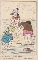 DE 1 - " LA MER MONTANTE " - TRIO D' ENFANTS  S' AGGRIPANT AU ROCHER - CARTE  COLORISEE  - ILLUSTRATEUR MELEK -  2 SCANS - Sonstige & Ohne Zuordnung