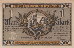 1 MARK 1919 Stadt ERBACH Hesse UNC DEUTSCHLAND Notgeld Banknote #PI538 - [11] Local Banknote Issues