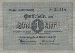 1 MARK 1918 Stadt Marktredwitz Bavaria UNC DEUTSCHLAND Notgeld Banknote #PH974 - [11] Local Banknote Issues
