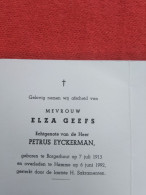 Doodsprentje Elza Geefs / Borgerhout 7/7/1913 Hamme 6/6/1992 ( Petrus Eyckerman ) - Religione & Esoterismo