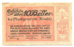 10 Heller 1920 ROSCHITZ Österreich UNC Notgeld Papiergeld Banknote #P10264 - [11] Local Banknote Issues