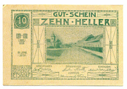 10 Heller 1920 ETSDORF AM KAMP Österreich UNC Notgeld Papiergeld Banknote #P10340 - [11] Local Banknote Issues