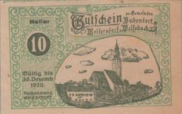 10 HELLER 1920 BUBENDORF MEILERSDORF AND WOLFSBACH Meilersdorf Österreich #PE577 - [11] Local Banknote Issues
