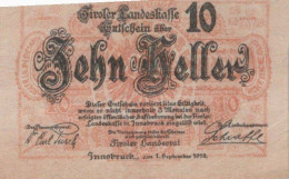 10 HELLER 1919 Stadt TYROL Tyrol Österreich Notgeld Papiergeld Banknote #PF239 - [11] Local Banknote Issues