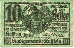 10 HELLER 1919 Stadt KUFSTEIN Tyrol Österreich Notgeld Papiergeld Banknote #PL698 - [11] Local Banknote Issues