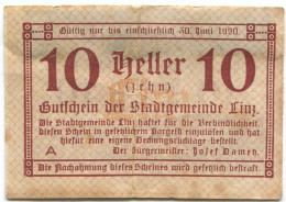 10 HELLER 1919 Stadt LINZ Oberösterreich Österreich Notgeld Papiergeld Banknote #PL730 - [11] Local Banknote Issues