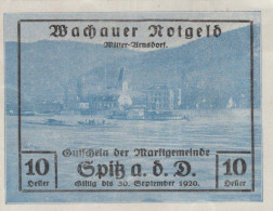 10 HELLER 1918-1921 Stadt WACHAU Niedrigeren Österreich Notgeld #PD933 - [11] Local Banknote Issues