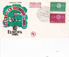 FDC 17/09/1960: EUROPA 1960 - CEPT - Y&T N° 1266/1267 - 1960-1969