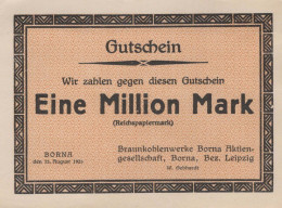 1 MILLION MARK 1923 Stadt BORNA Saxony UNC DEUTSCHLAND Papiergeld Banknote #PK787 - [11] Local Banknote Issues