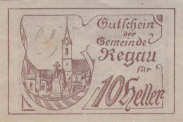10 HELLER 1920 Stadt REGAU Oberösterreich Österreich UNC Österreich Notgeld Banknote #PH056 - [11] Local Banknote Issues