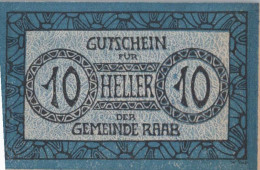10 HELLER 1920 Stadt RAAB Oberösterreich Österreich UNC Österreich Notgeld Banknote #PH450 - [11] Local Banknote Issues