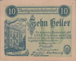 10 HELLER 1920 Stadt PURKERSDORF Niedrigeren Österreich Notgeld Papiergeld Banknote #PG976 - [11] Local Banknote Issues