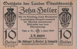 10 HELLER 1920 Stadt Oberösterreich Österreich Federal State Of Österreich Notgeld #PE504 - [11] Emisiones Locales