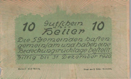 10 HELLER 1920 Stadt NEUSTADTL AN DER DONAU NABEGG JUDENHOF Österreich #PE240 - [11] Local Banknote Issues