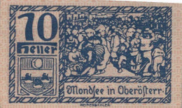 10 HELLER 1920 Stadt MONDSEE Oberösterreich Österreich Notgeld Banknote #PG037 - [11] Local Banknote Issues