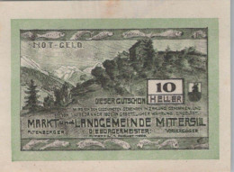 10 HELLER 1920 Stadt MITTERSILL Salzburg Österreich Notgeld Banknote #PI254 - [11] Local Banknote Issues
