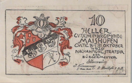 10 HELLER 1920 Stadt MAISHOFEN Salzburg Österreich Notgeld Papiergeld Banknote #PG944 - [11] Local Banknote Issues