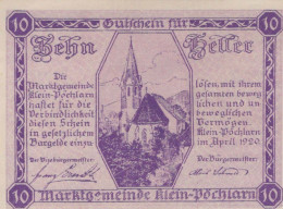 10 HELLER 1920 Stadt KLEIN-PÖCHLARN Niedrigeren Österreich Notgeld Papiergeld Banknote #PG595 - [11] Local Banknote Issues