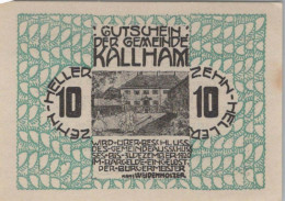 10 HELLER 1920 Stadt KALLHAM Oberösterreich Österreich Notgeld Banknote #PD648 - [11] Emissions Locales