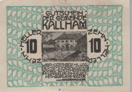 10 HELLER 1920 Stadt KALLHAM Oberösterreich Österreich Notgeld Banknote #PD665 - [11] Lokale Uitgaven