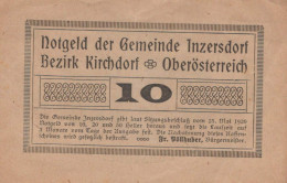 10 HELLER 1920 Stadt INZERSDORF Oberösterreich Österreich Notgeld Papiergeld Banknote #PG882 - [11] Emissioni Locali