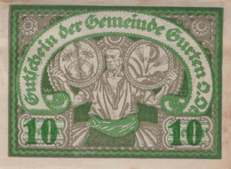 10 HELLER 1920 Stadt GURTEN Oberösterreich Österreich Notgeld Banknote #PI308 - Lokale Ausgaben