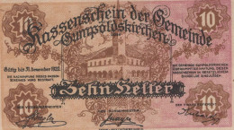 10 HELLER 1920 Stadt GUMPOLDSKIRCHEN Niedrigeren Österreich Notgeld #PE934 - [11] Local Banknote Issues