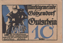10 HELLER 1920 Stadt GoTZENDORF AN DER LEITHA Niedrigeren Österreich #PF023 - [11] Local Banknote Issues