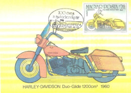 Hungary:Maxi Card, Motorbike Harley-Davidson Duo-Glide 1200cm3 1960, 1985 - Motorbikes