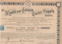 THE MATCH And TABACCO TIMBER SUPPLY COMPAGNY . LISBOA  TITULO DE UNMA ACCAO N° 620.765 VALOR NOMINAL £1 RESTE 45 COUPONS - Otros & Sin Clasificación