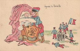 DE 4 - " APRES LA BATAILLE " - ILLUSTRATEUR ST BRICE  - MILITAIRE ET BEBE DANS BERCEAU  - 2 SCANS - Patriottisch