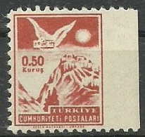 Turkey; 1954 "0.50 Kurus" Postage Stamp ERROR "Imperf. Edge" - Unused Stamps