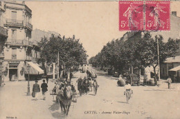 DE 7 -(34)  CETTE  ( SETE ) -  AVENUE VICTOR HUGO - ANIMATION -  CARRIOLES  A CHEVAL , FUTS , BARRIQUES  -  2 SCANS - Sete (Cette)