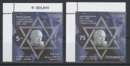 Autriche Israel Simon Wiesenthal 2010 Emission Commune Timbres Neufs Austria Israel 2010 Joint Issue Mint Stamps - Gemeinschaftsausgaben