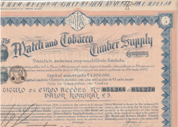 THE MATCH And TABACCO TIMBER SUPPLY COMPAGNY . LISBOA  TITULO DE CINC ACCAOES VALOR NOMINAL £5 . RESTE 45 COUPONS - Other & Unclassified