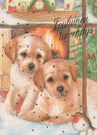 HUND Neujahr Weihnachten Vintage Ansichtskarte Postkarte CPSM #PAW414.DE - Dogs