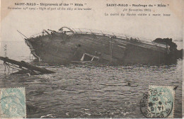 DE 9 -(35) SAINT MALO - NAUFRAGE DU " HILDA" ( 19 NOVEMBRE 1905 ) - MOITIE DU NAVIRE VISIBLE A MAREE BASSE  -TIMBRE TAXE - Saint Malo